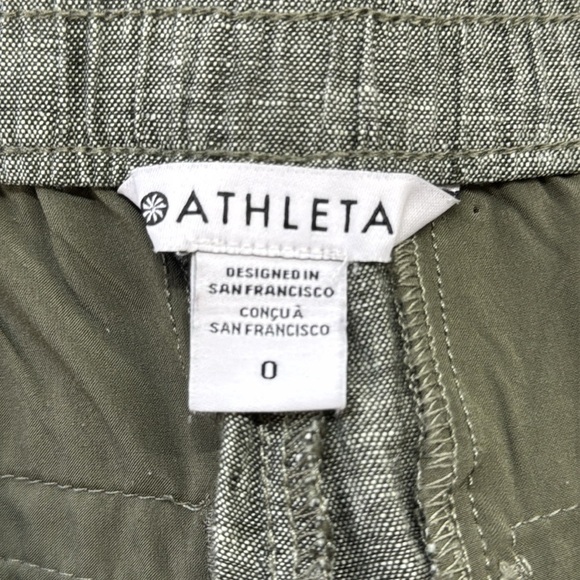 Athleta Voyager Aspen Olive Green Linen Shorts Size 0 - Picture 9 of 9